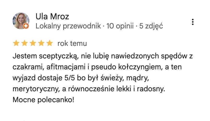Opinia uczestniczki warsztatów z wizytówki Google