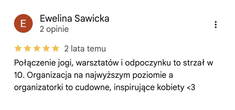 Opinia uczestniczki warsztatów z wizytówki Google